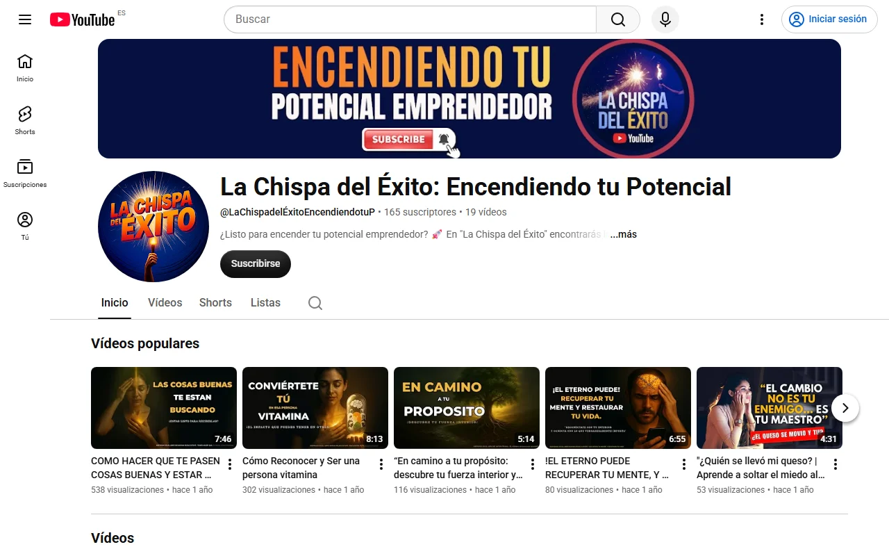 Canal de YouTube La Chispa del Éxito